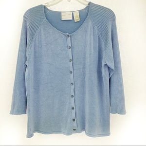 Emma James Dusty Blue Silk Cardigan SZ L